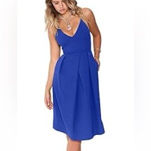 Blue strap knee length dress size medium
